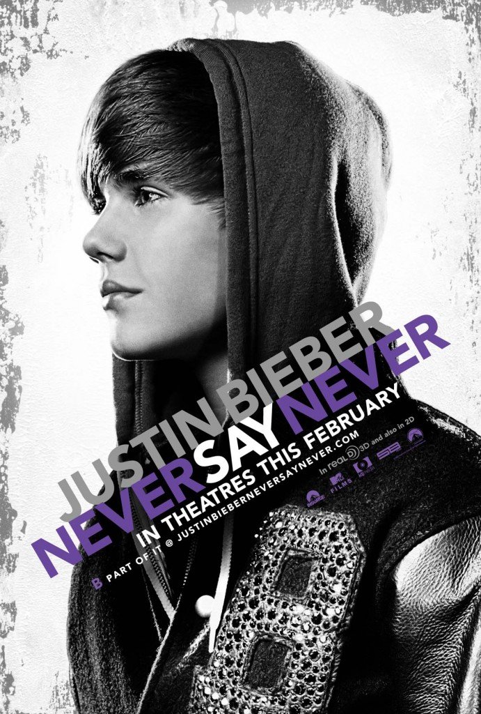 justin bieber black and white poster. justin bieber never say never