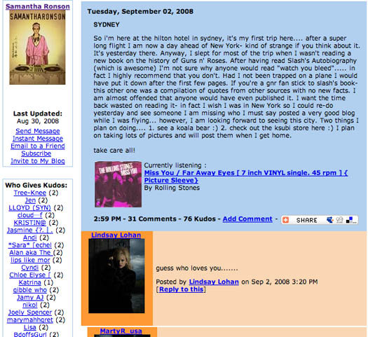 Sam & Lindsay Make Me Want to Vom Via Myspace. ronson Celebs Photo Sam & Lindsay Make Me Want to Vom Via Myspace.